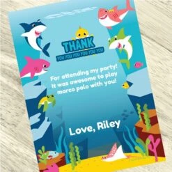 Shark Baby Party Thank You, 5x7-inch, Editable Digital Template