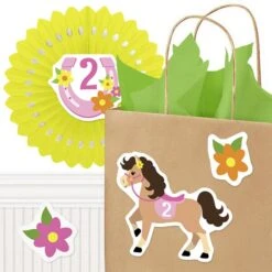 Playful Pony 2nd Birthday Cutout Decoration, Editable Digital Template