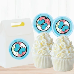 Little Butterfly Party 2-in Circle, Editable Digital Template, Instant Download