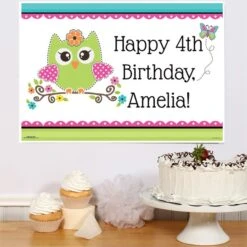 Little Owl Party Sign, 8x10, 16x20, Editable Digital Template