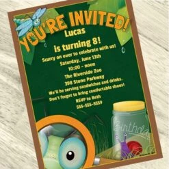 Bugs And Insects Party Invitation, 5x7-inch, Editable Digital Template