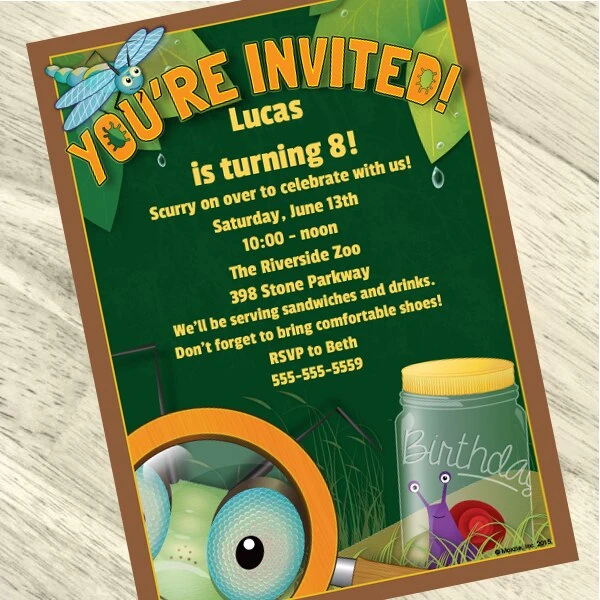 Bugs And Insects Party Invitation, 5x7-inch, Editable Digital Template 3 Bugs And Insects Party Invitation, 5x7-inch, Editable Digital Template