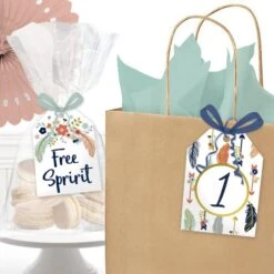 Boho 1st Birthday Favor Tag, Editable Digital Template
