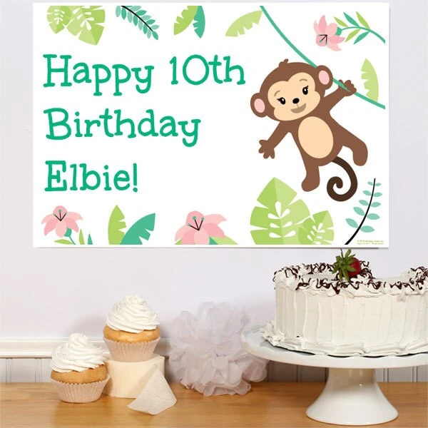 Little Monkey Party Sign, 8x10, 16x20, Editable Digital Template 3 Little Monkey Party Sign, 8x10, 16x20, Editable Digital Template