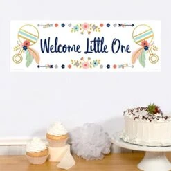 Boho Baby Shower Small Banner, Editable Digital Template