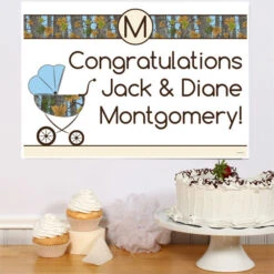 Camouflage Blue Baby Shower Sign, 8x10, 16x20, Editable Digital Template