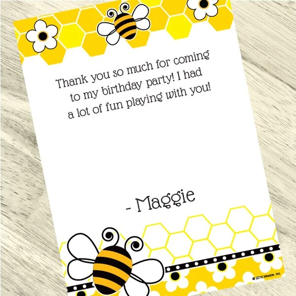 Bumble Bee Party Thank You, 5x7-inch, Editable Digital Template 3 Bumble Bee Party Thank You, 5x7-inch, Editable Digital Template