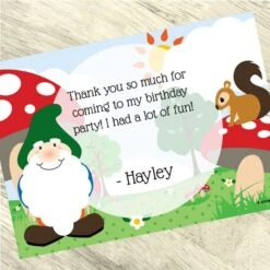 Woodland Gnome Party Thank You, 5x7-inch, Editable Digital Template