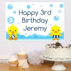 Little Ducky 3rd Birthday Sign, 8x10, 16x20, Editable Digital Template
