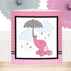 Elephant Pink Baby Shower Centerpiece, 6-inch, Editable Digital Template