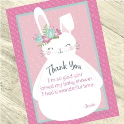 Little Bunny Party Thank You, 5x7-inch, Editable Digital Template