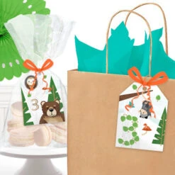 Wild Woodland 3rd Birthday Favor Tag, Editable Digital Template