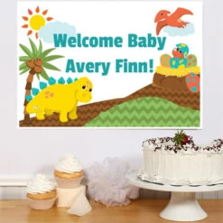 Little Dinosaur Baby Shower Sign, 8x10, 16x20, Editable Digital Template