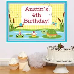 Frog And Turtle Party Sign, 8x10, 16x20, Editable Digital Template