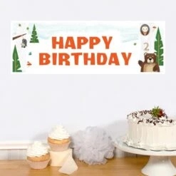 Wild Woodland 2nd Birthday Small Banner, Editable Digital Template