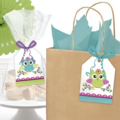 Little Owl Party Favor Tag, Editable Digital Template