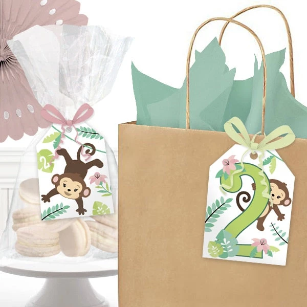 Little Monkey 2nd Birthday Favor Tag, Editable Digital Template 3 Little Monkey 2nd Birthday Favor Tag, Editable Digital Template