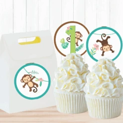 Little Monkey 1st Birthday 2-in Circle, Editable Digital Template, Instant Download