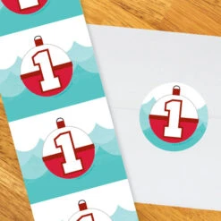 Little Fish 1st Birthday 2-in Circle, Editable Digital Template