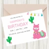 Alpaca Pink Party Invitation, Editable Digital Template, Instant Download -Birthday Party Supplies 85004AlpacaPinkPartyInvitationsbyBirthdayDirect