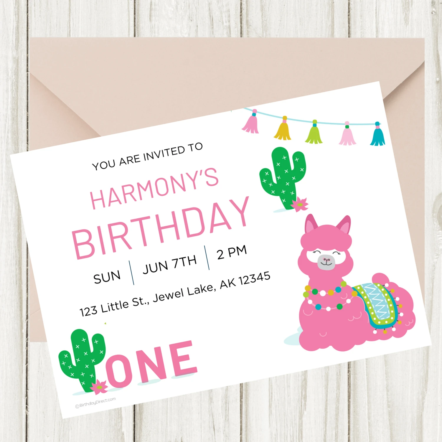 Alpaca Pink 1st Birthday Invitation, Editable Digital Template, Instant Download 3 Alpaca Pink 1st Birthday Invitation, Editable Digital Template, Instant Download