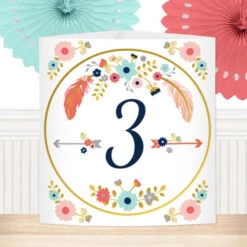 Boho 3rd Birthday Centerpiece, 6-inch, Editable Digital Template