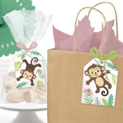 Little Monkey Party Favor Tag, Editable Digital Template