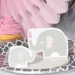Elephant Little Peanut Pink Baby Shower Table Decoration, Editable Digital Template, Instant Download
