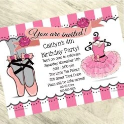 Ballerina Party Invitation, 5x7-inch, Editable Digital Template