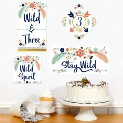Boho 3rd Birthday Sign Cutout Decoration, Editable Digital Template