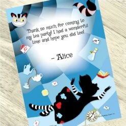 Alice In Wonderland Party Thank You, 5x7-inch, Editable Digital Template