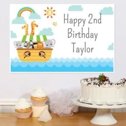 Noah's Ark 2nd Birthday Sign, 8x10, 16x20, Editable Digital Template