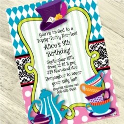 Mad Hatter Tea Party Invitation, 5x7-inch, Editable Digital Template, Instant Download