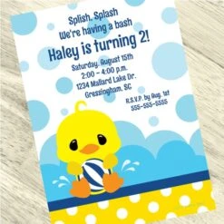 Little Ducky Party Invitation, 5x7-inch, Editable Digital Template