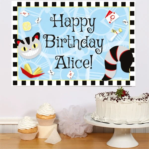 Alice In Wonderland Birthday Sign, 8x10, 16x20, Editable Digital Template 3 Alice In Wonderland Birthday Sign, 8x10, 16x20, Editable Digital Template