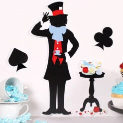 Alice In Wonderland Mad Hatter Party Cutout Decoration, Editable Digital Template, Instant Download