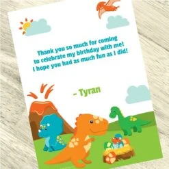 Little Dinosaur Party Thank You, 5x7-inch, Editable Digital Template