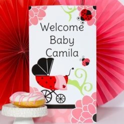 Little Ladybug Baby Shower Centerpiece, 10-inch, Editable Digital Template