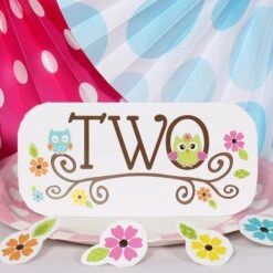 Little Owl 2nd Birthday Table Decoration, Editable Digital Template