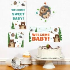 Wild Woodland Baby Shower Sign Cutout Decoration, Editable Digital Template