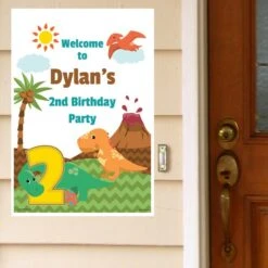 Little Dinosaur 2nd Birthday Welcome Sign, 8x10, 16x20, Editable Digital Template