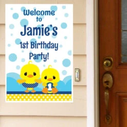 Little Ducky 1st Birthday Welcome Sign, 8x10, 16x20, Editable Digital Template