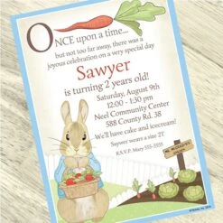 Peter Rabbit Party Invitation, 5x7-inch, Editable Digital Template
