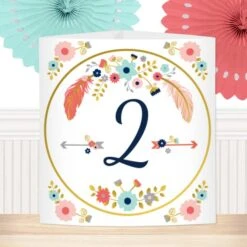Boho 2nd Birthday Centerpiece, 6-inch, Editable Digital Template
