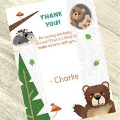 Wild Woodland Baby Shower Thank You, 5x7-inch, Editable Digital Template