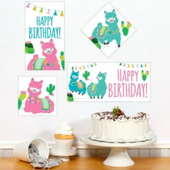 Alpaca Birthday Sign Cutout Decoration, Editable Digital Template