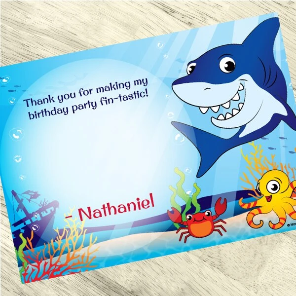 Shark Friends Party Thank You, 5x7-inch, Editable Digital Template 3 Shark Friends Party Thank You, 5x7-inch, Editable Digital Template