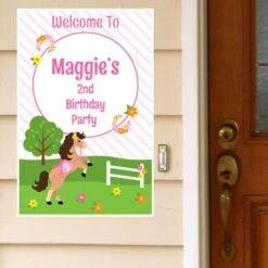 Playful Pony 2nd Birthday Welcome Sign, 8x10, 16x20, Editable Digital Template