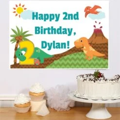 Little Dinosaur 2nd Birthday Sign, 8x10, 16x20, Editable Digital Template