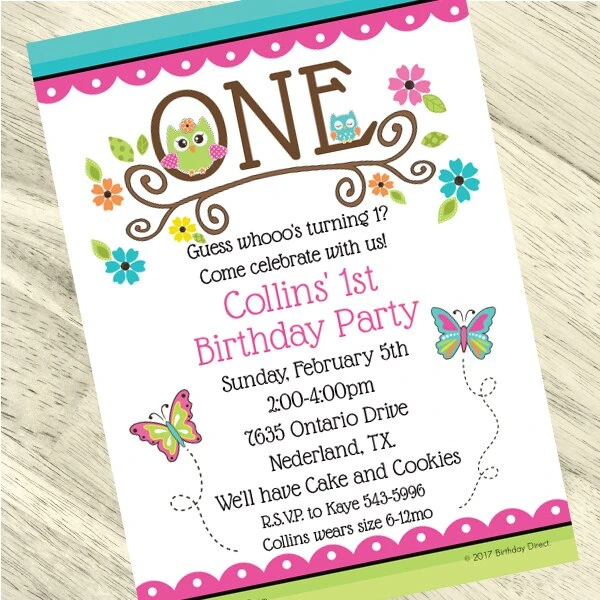 Little Owl 1st Birthday Invitation, 5x7-inch, Editable Digital Template 3 Little Owl 1st Birthday Invitation, 5x7-inch, Editable Digital Template